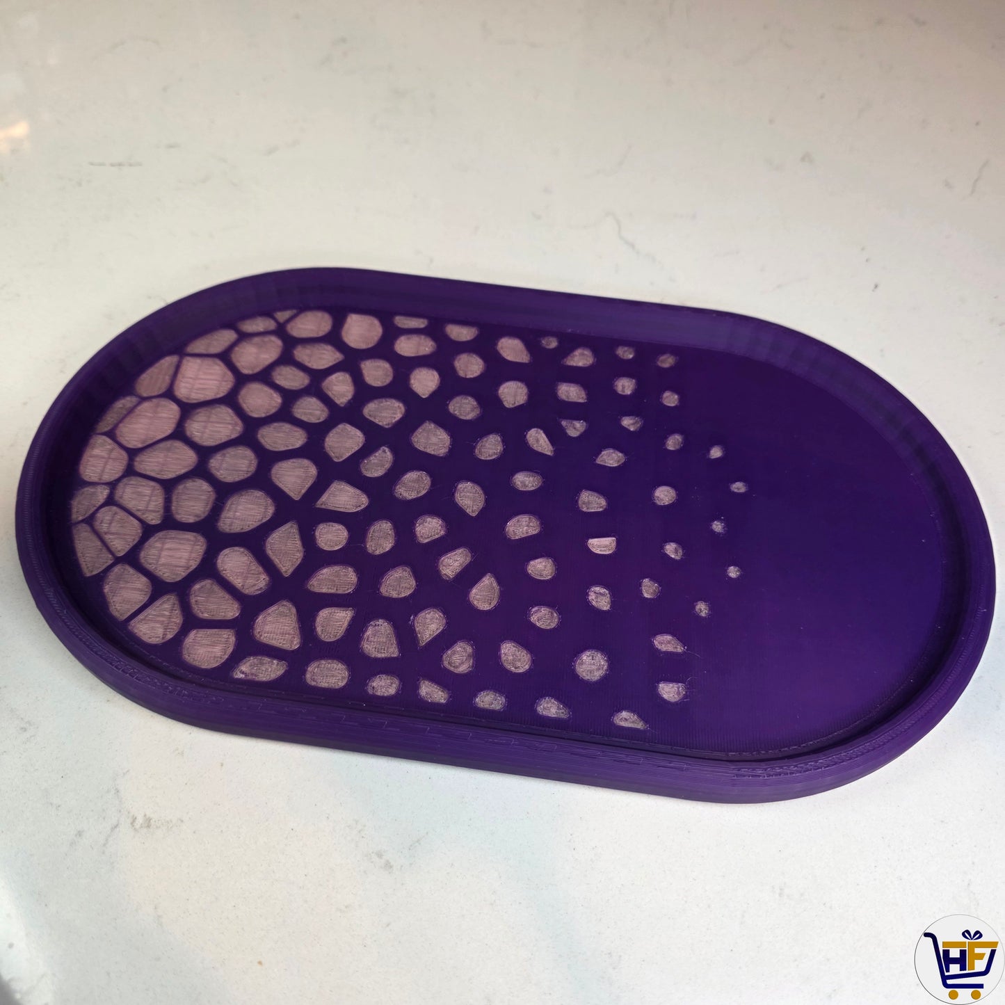 "Cellular Flow" 11" 3D-Printed Oval Tray – Modern Voronoi Catch-All Decor