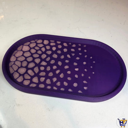 "Cellular Flow" 11" 3D-Printed Oval Tray – Modern Voronoi Catch-All Decor