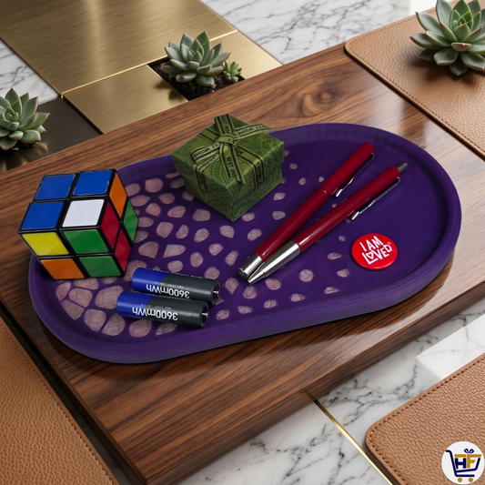 "Cellular Flow" 11" 3D-Printed Oval Tray – Modern Voronoi Catch-All Decor
