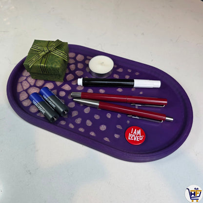 "Cellular Flow" 11" 3D-Printed Oval Tray – Modern Voronoi Catch-All Decor