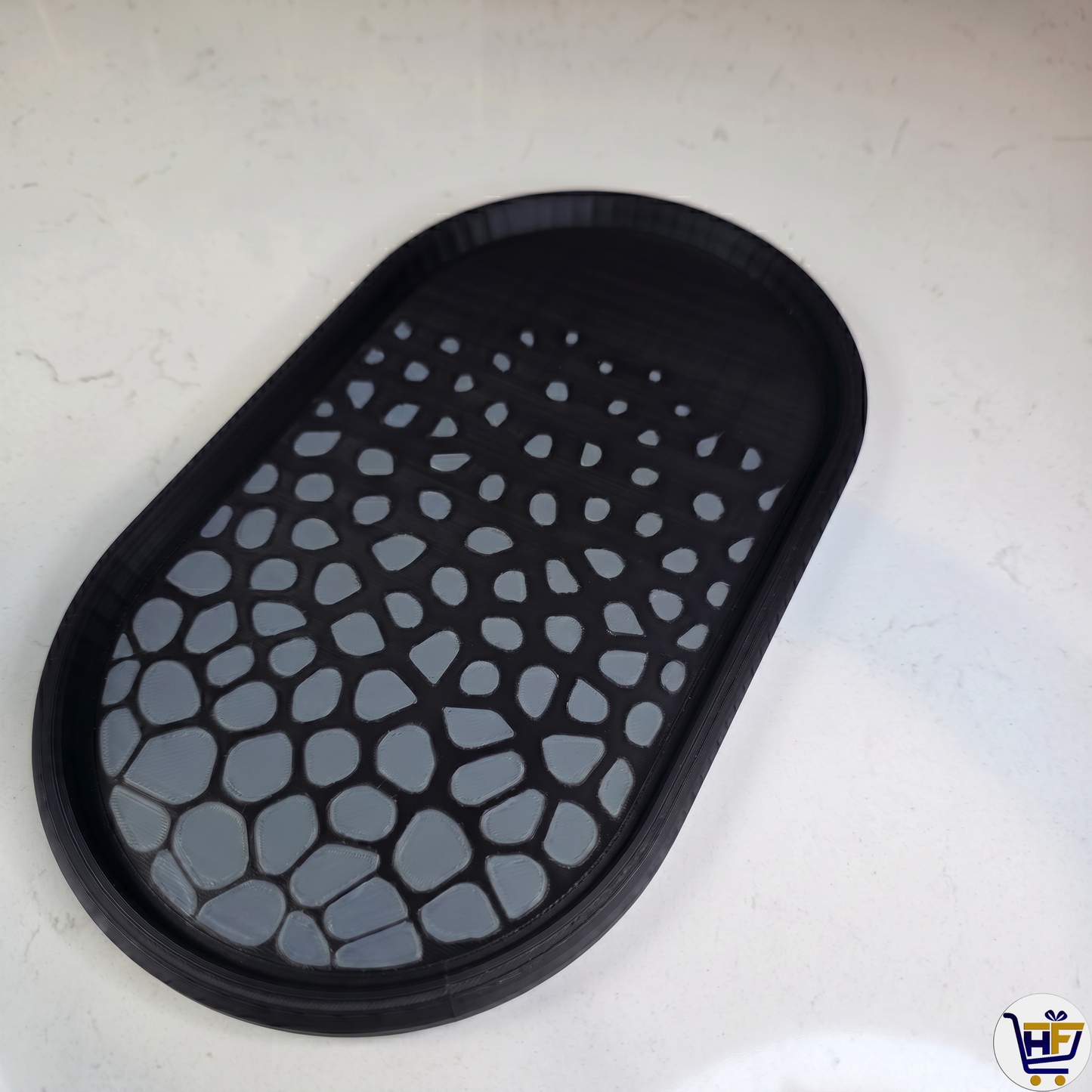 "Cellular Flow" 11" 3D-Printed Oval Tray – Modern Voronoi Catch-All Decor