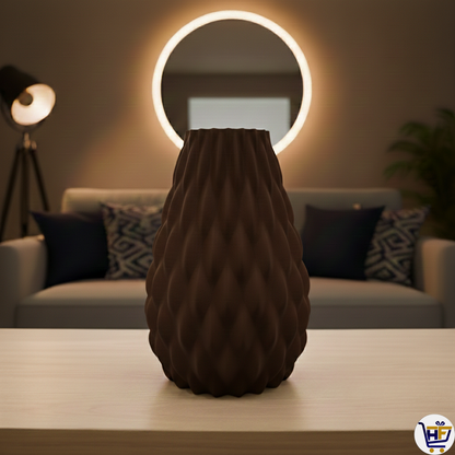 "Ascend" 6" 3D-Printed Scale Vase – Textured Geometric Vessel in Marine Blue & Rosewood