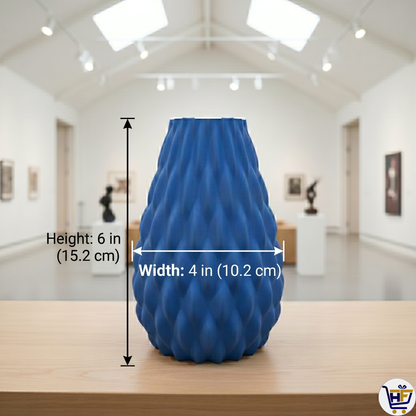 "Ascend" 6" 3D-Printed Scale Vase – Textured Geometric Vessel in Marine Blue & Rosewood