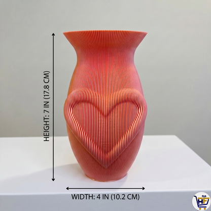 "Gilded Heart" 7" 3D-Printed Silk Vase – Radiant Color-Shift Ribbed Vessel