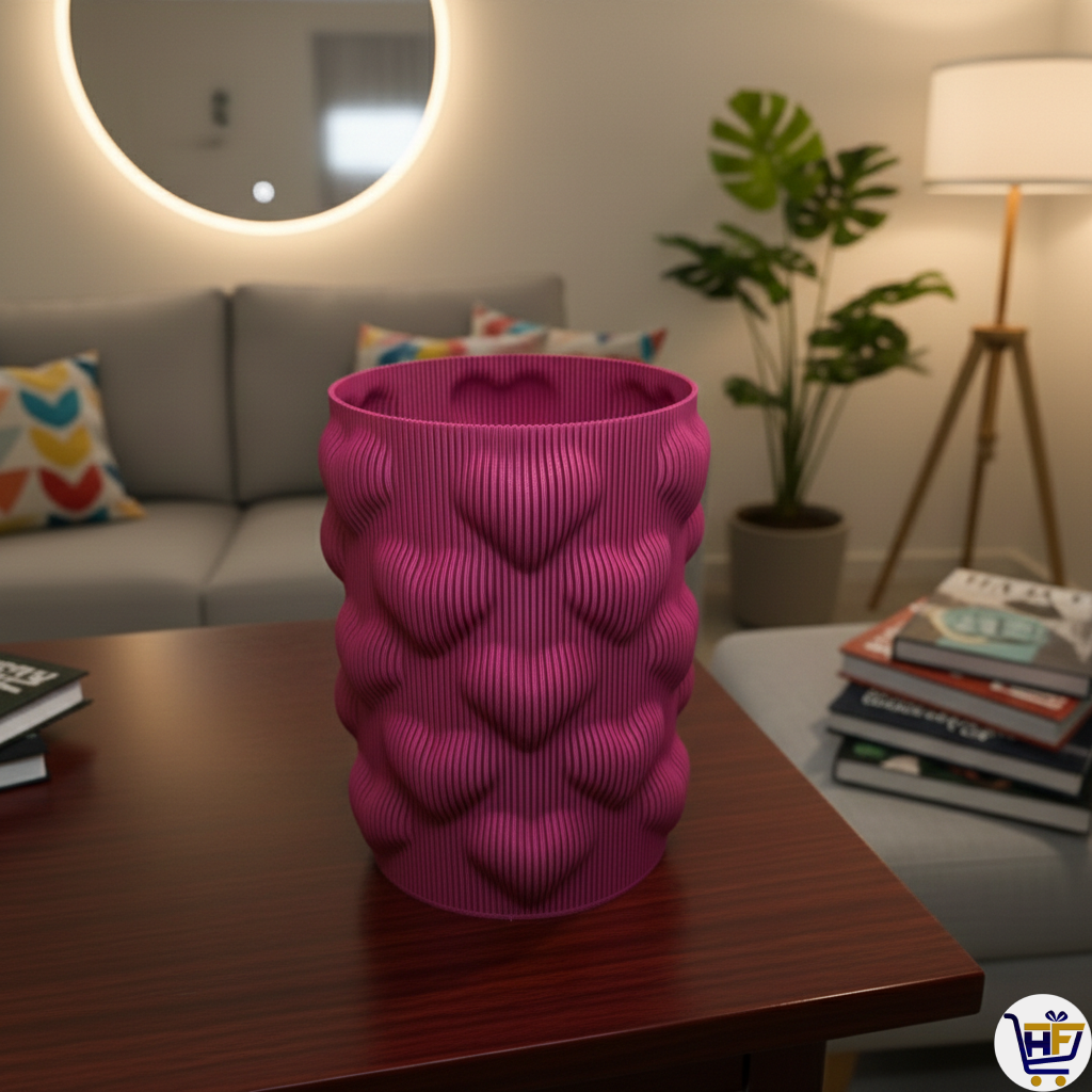 Ribbed "Heart-Pulse" 6" 3D-Printed Vase – Modern Matte Textured Vessel
