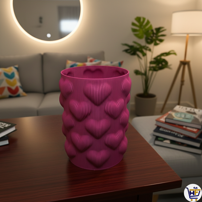 Ribbed "Heart-Pulse" 6" 3D-Printed Vase – Modern Matte Textured Vessel
