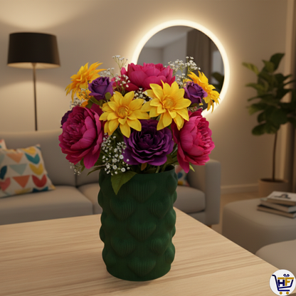 Ribbed "Heart-Pulse" 6" 3D-Printed Vase – Modern Matte Textured Vessel