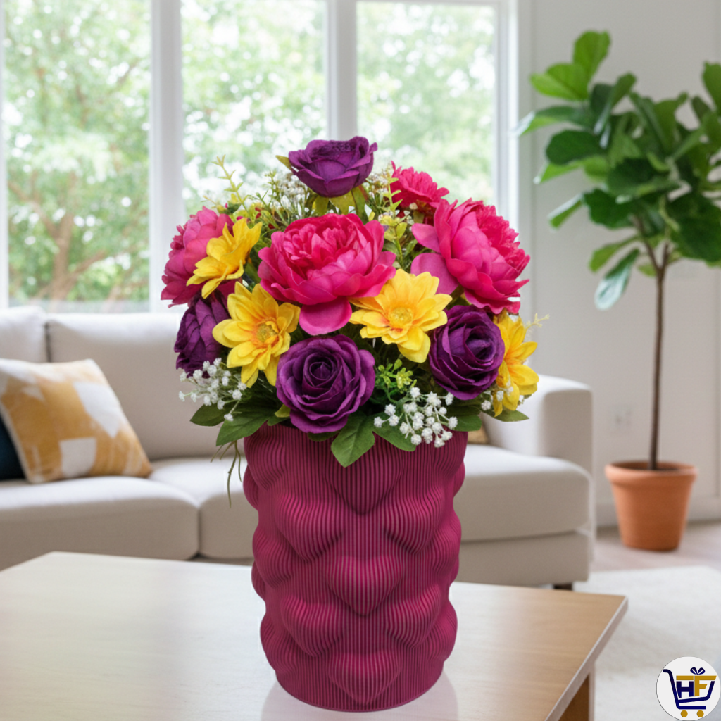 Ribbed "Heart-Pulse" 6" 3D-Printed Vase – Modern Matte Textured Vessel