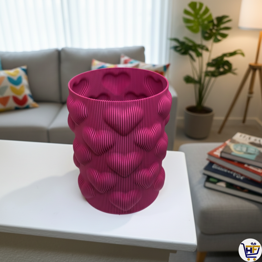 Ribbed "Heart-Pulse" 6" 3D-Printed Vase – Modern Matte Textured Vessel