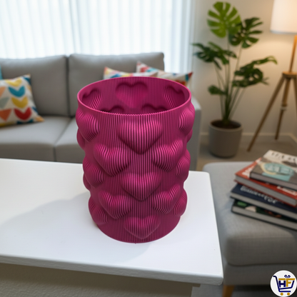 Ribbed "Heart-Pulse" 6" 3D-Printed Vase – Modern Matte Textured Vessel