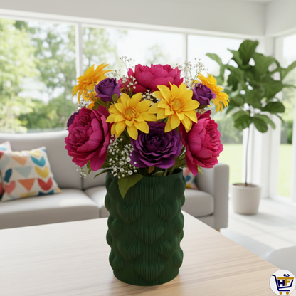 Ribbed "Heart-Pulse" 6" 3D-Printed Vase – Modern Matte Textured Vessel