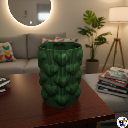 Ribbed "Heart-Pulse" 6" 3D-Printed Vase – Modern Matte Textured Vessel