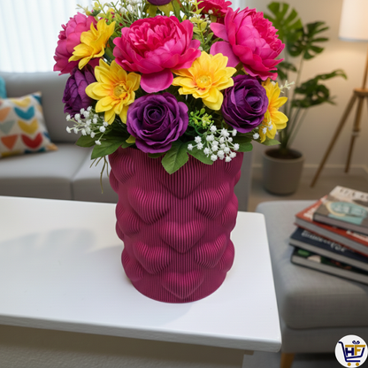 Ribbed "Heart-Pulse" 6" 3D-Printed Vase – Modern Matte Textured Vessel