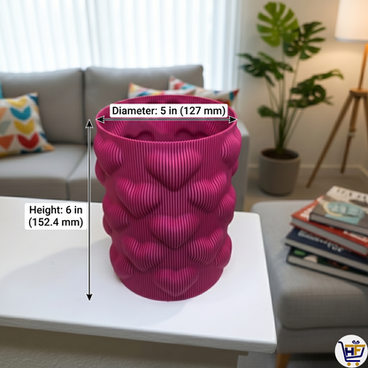 Ribbed "Heart-Pulse" 6" 3D-Printed Vase – Modern Matte Textured Vessel
