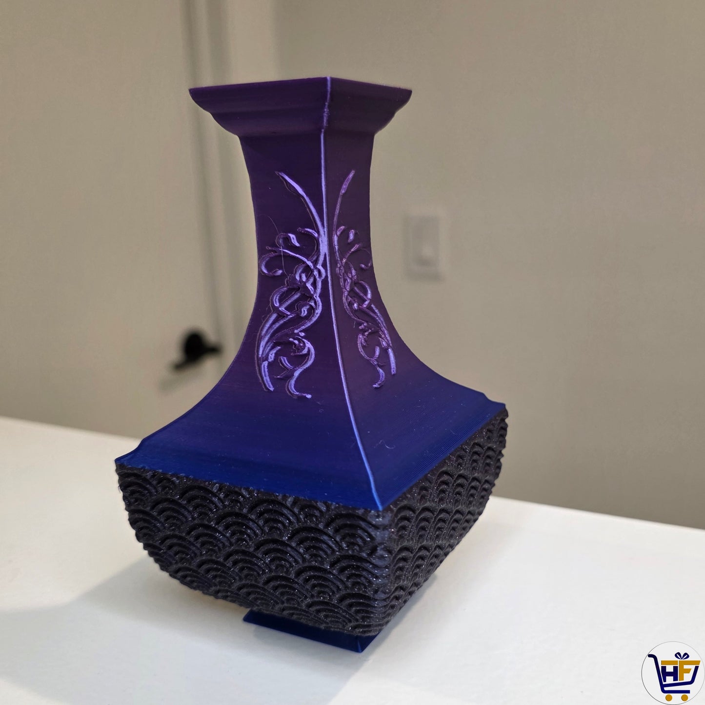 Mystic Dragon 6" 3D-Printed Vase – Indigo Purple Gradient Architectural Vessel