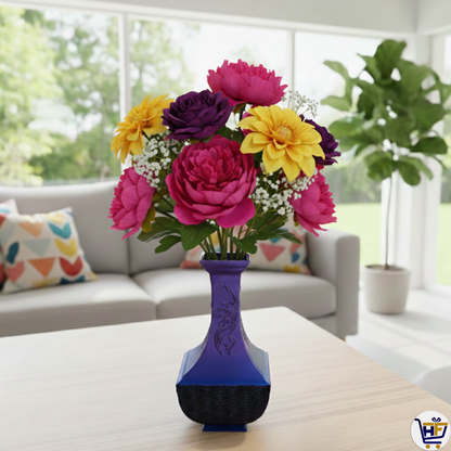 Mystic Dragon 6" 3D-Printed Vase – Indigo Purple Gradient Architectural Vessel