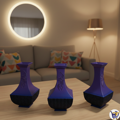 Mystic Dragon 6" 3D-Printed Vase – Indigo Purple Gradient Architectural Vessel