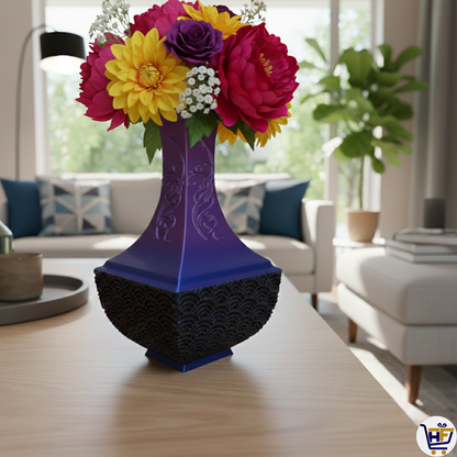Mystic Dragon 6" 3D-Printed Vase – Indigo Purple Gradient Architectural Vessel