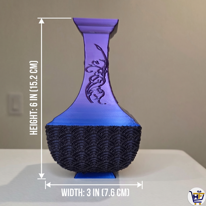 Mystic Dragon 6" 3D-Printed Vase – Indigo Purple Gradient Architectural Vessel