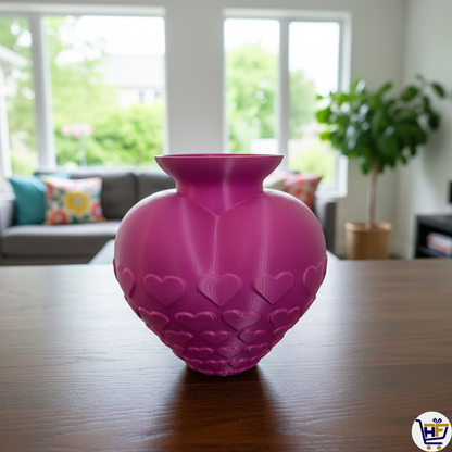 The "Sweetheart" 3D-Printed Vase – Matte Hearts Decorative Vessel
