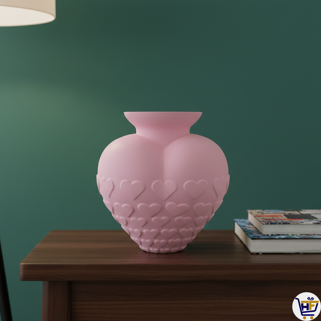 The "Sweetheart" 3D-Printed Vase – Matte Hearts Decorative Vessel