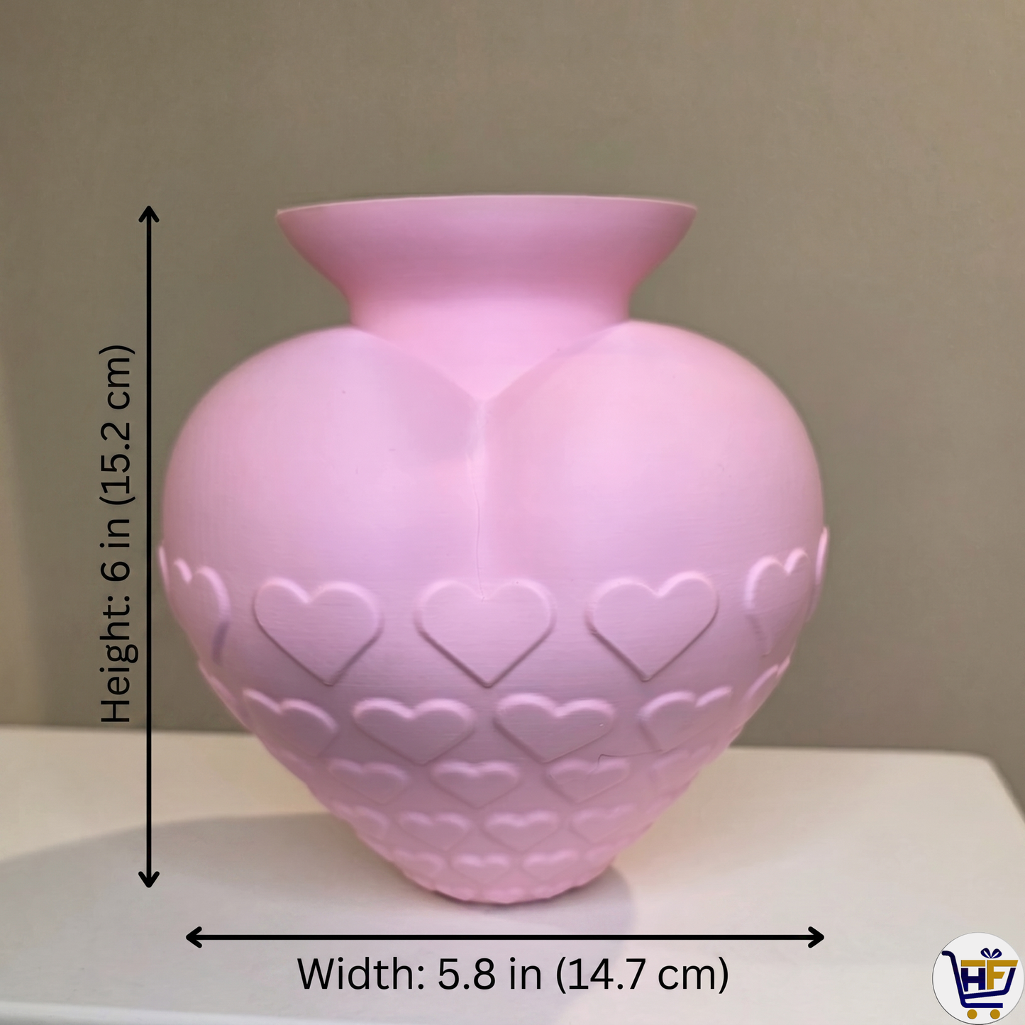 The "Sweetheart" 3D-Printed Vase – Matte Hearts Decorative Vessel