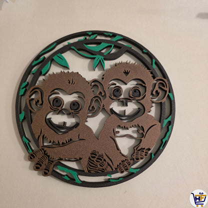 "Jungle Joy" | 10" Monkey Duo Gallery Wall Sculpture