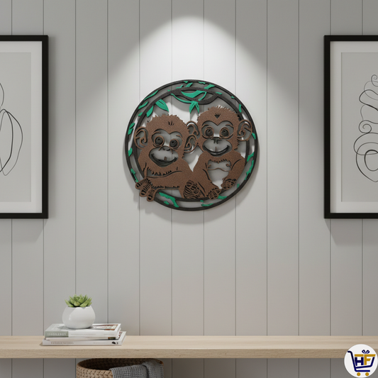 "Jungle Joy" | 10" Monkey Duo Gallery Wall Sculpture