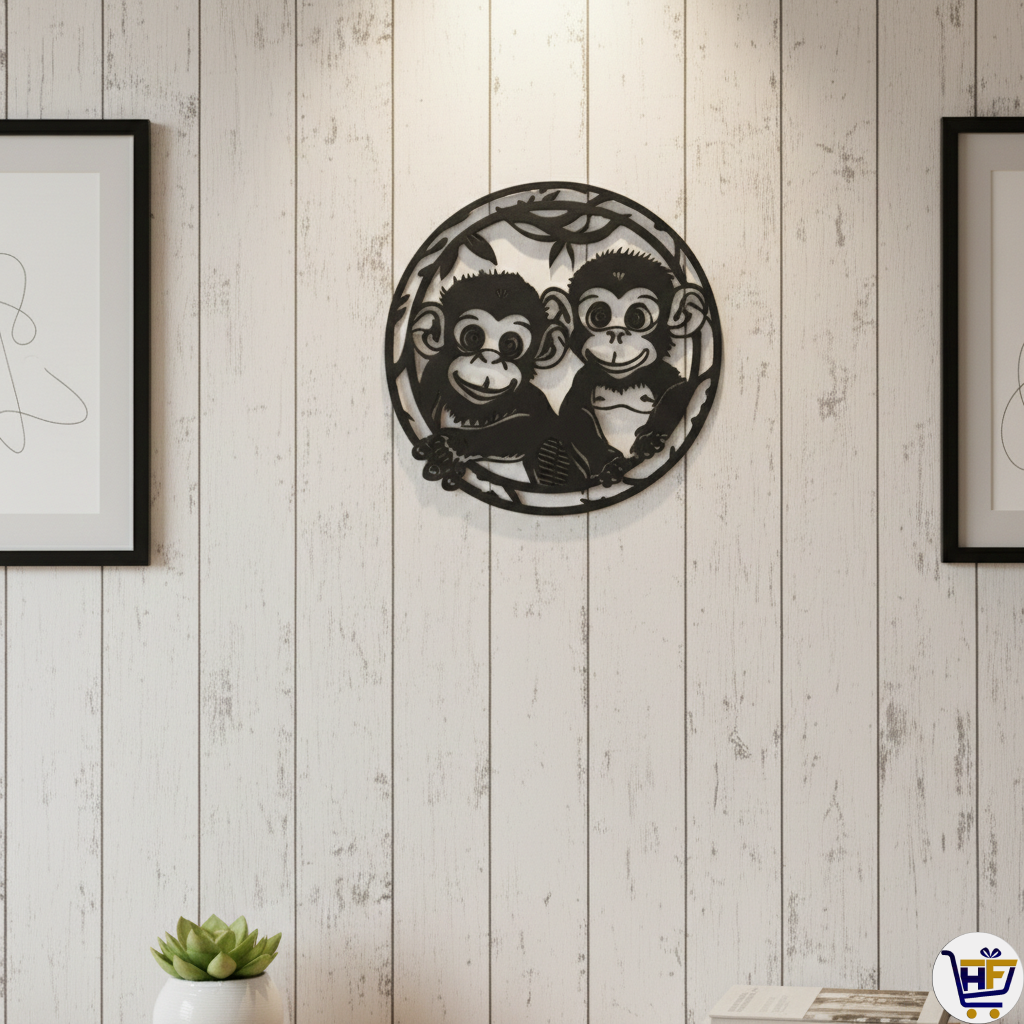 "Jungle Joy" | 10" Monkey Duo Gallery Wall Sculpture